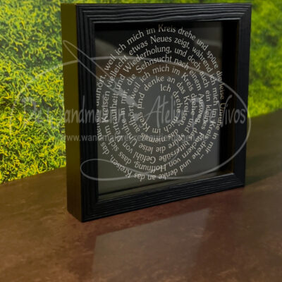 Kreisel Kunstdruck schwarzer Rahmen 10x10 cm – Endlos-Text Geschenk Eislingen Stuttgart Göppingen