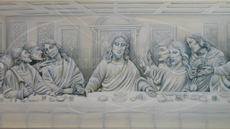 Kunstdruck Abendmahl Detail Tisch Brot Kelch – Fine Art Kunstdruck hohe Detailtreue