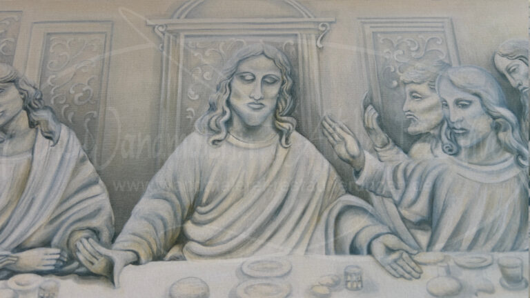 Kunstdruck Abendmahl Zentralfigur – Licht Schatten Harmonie Panorama Kunstdruck Doreen Meyer