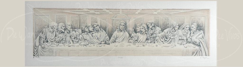 Kunstsiebdruck Abendmahl 55/55 Haas Leinfelden-Echterdingen hergestellt Doreen Meyer – HPH Siebdruck Eislingen Stuttgart